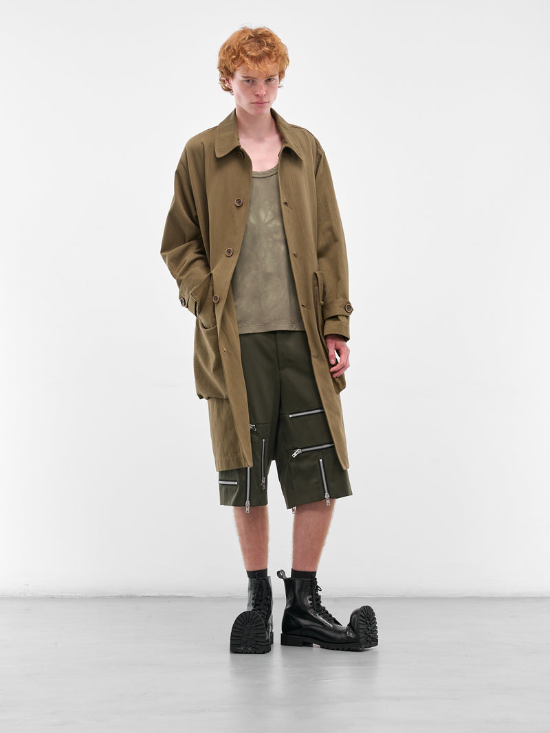 Green Zip Detail Shorts (PP-P008-051-1-KHAKI)