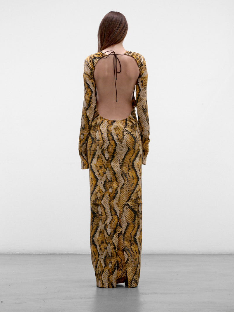 The Rattler Silk Maxi Dress (PPFW26DR01826-9970-YELLOW-SNAK)