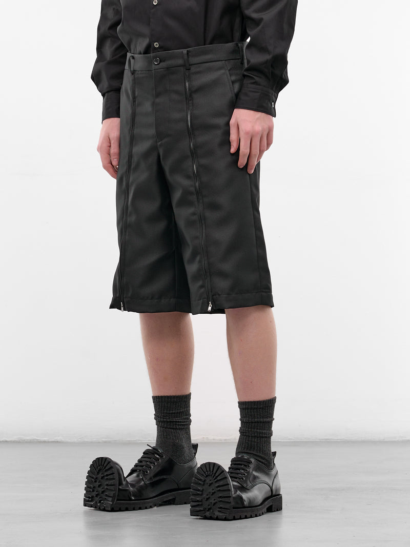 Black Tailored Zip Vent Shorts (PQ-P052-S26-BLACK)