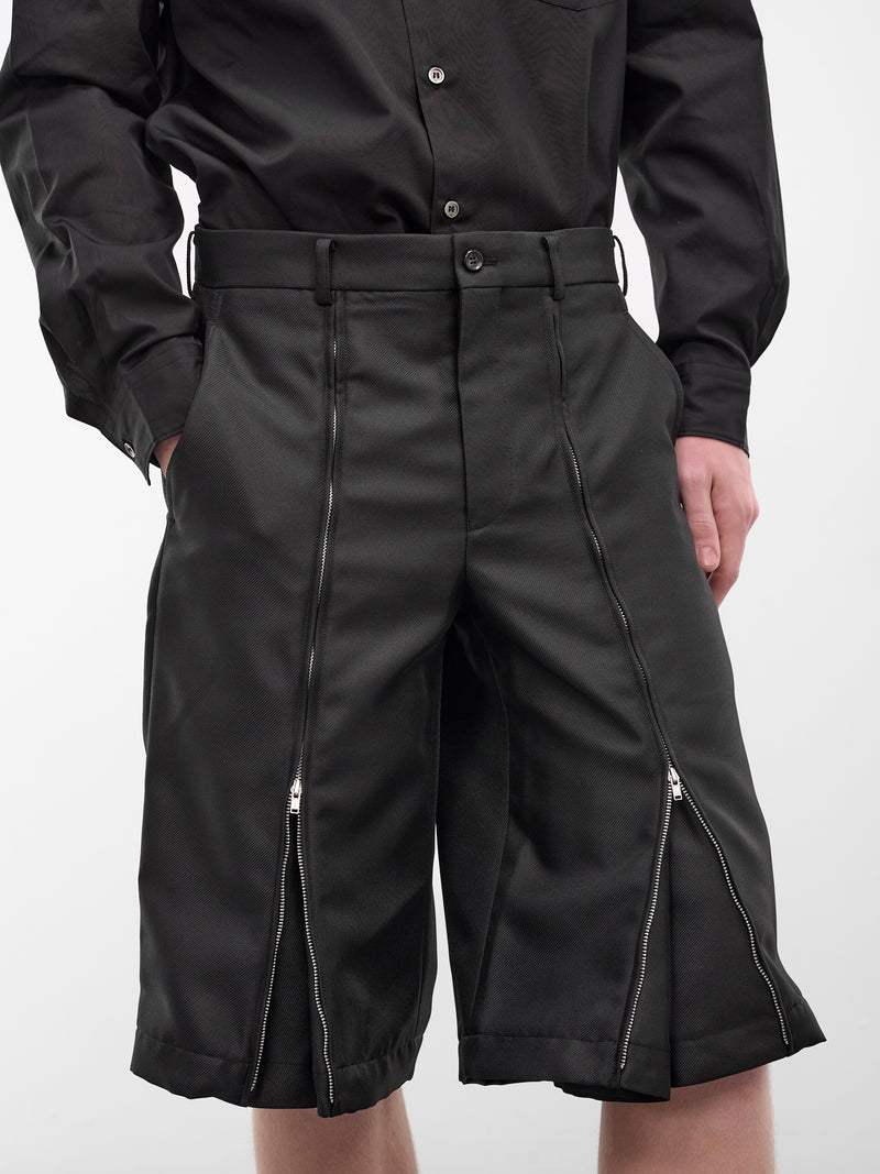 Black Tailored Zip Vent Shorts (PQ-P052-S26-BLACK)
