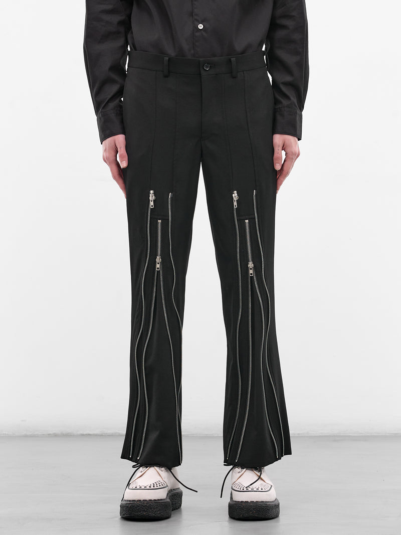 Black Zip Vent Flare Trousers (PQ-P054-S26-BLACK)