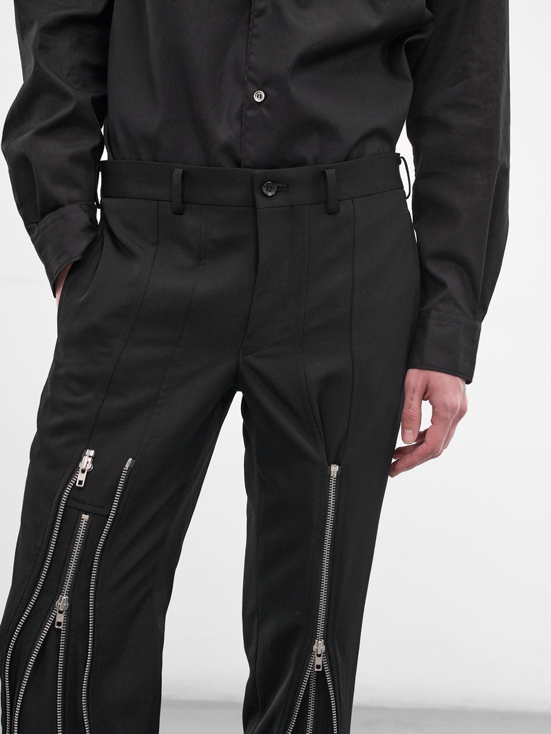 Black Zip Vent Flare Trousers (PQ-P054-S26-BLACK)