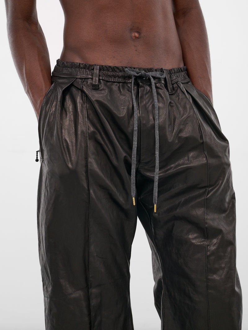 Black Leather Baggy Track Pants (PT-SV-NGA-1001-BLACK)