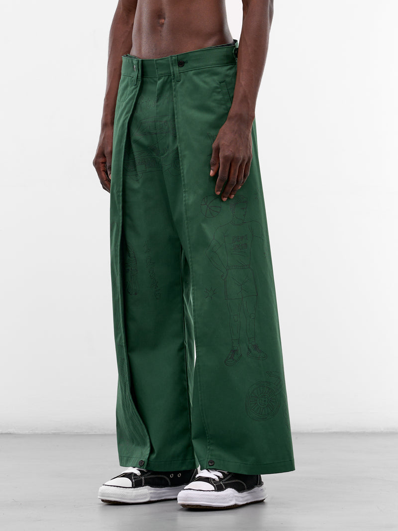 Green Doodle Shift Wrap Pants (PT-SV-NGA-1011-GREEN)