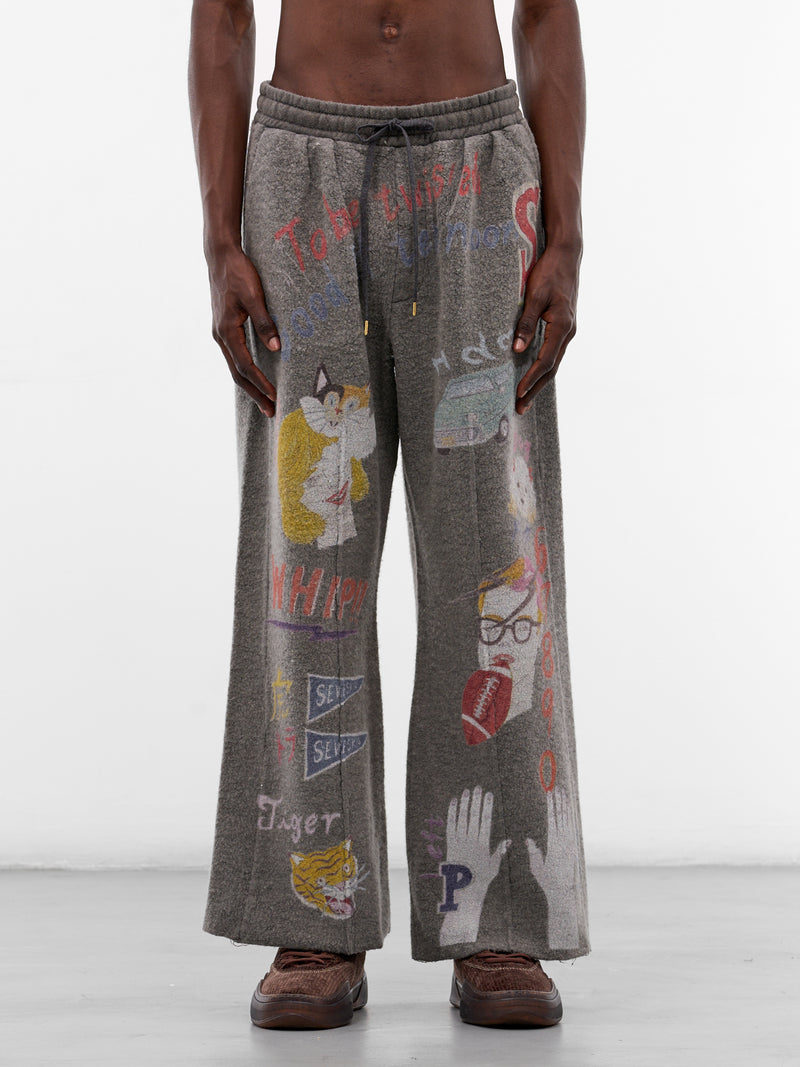 Black Graffiti Print Wool Sweatpants (PT-SV-NGA-1012-BLACK)