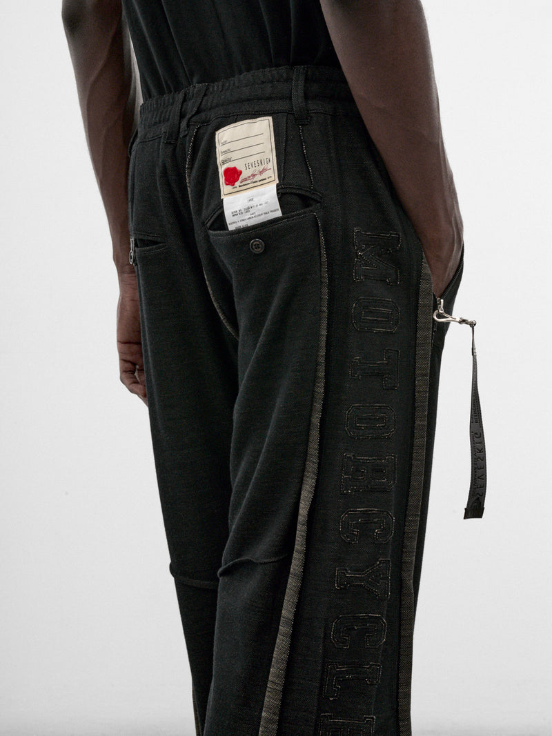 Black Deconstructed Honda Track Pants (PT-SV-NRA-1007 -BLACK)