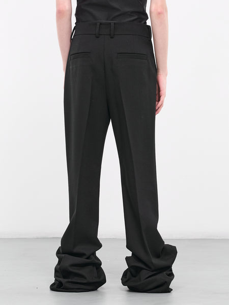 ◇ENZO BLUES◇ Mild Stripe Banding Bootcut Pants Black 기본 레이아웃 - Mild Striped Banding Bootcut Pants (Deep