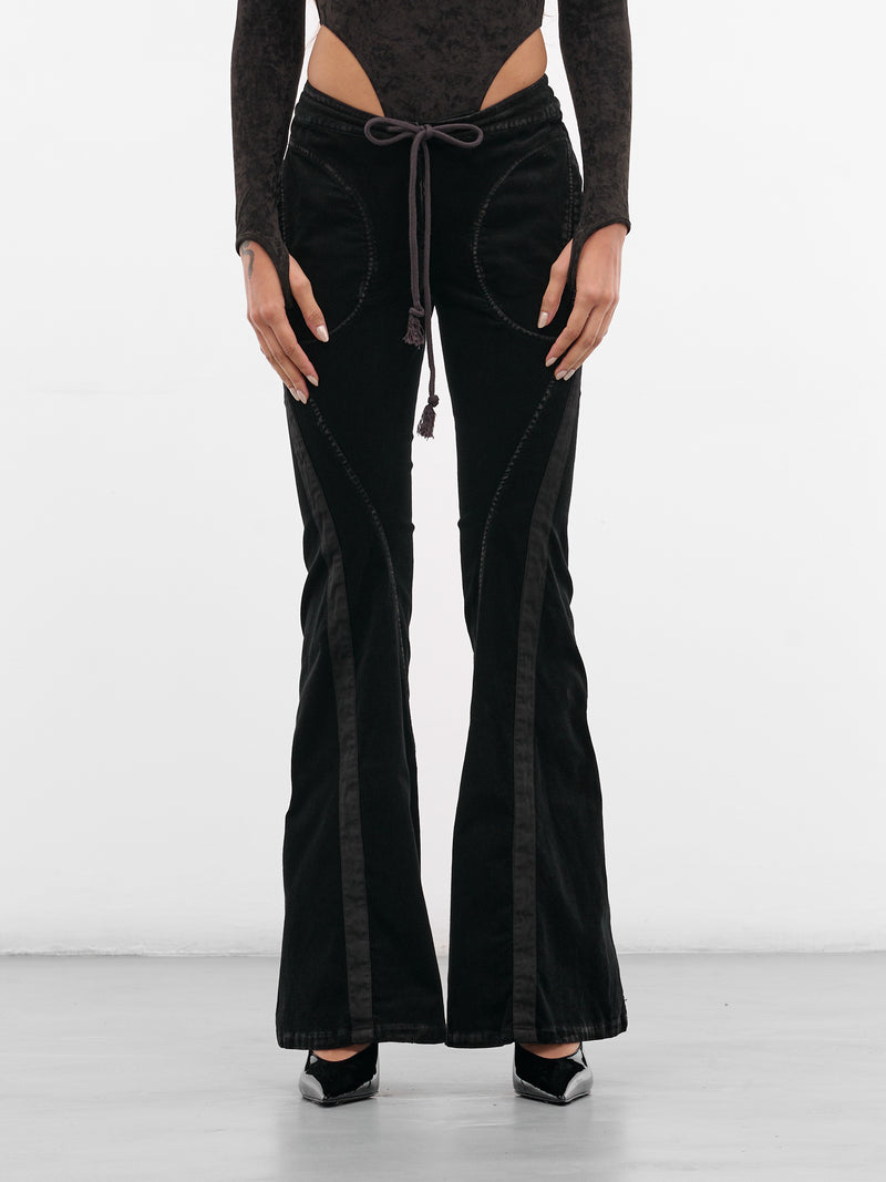 Black Cotton Flared Trousers (PT07C1BL900-BLACK)
