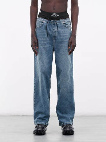 【SATIIIZ】Dieven track banding denim pants Dieven track banding denim pants - satiiiz