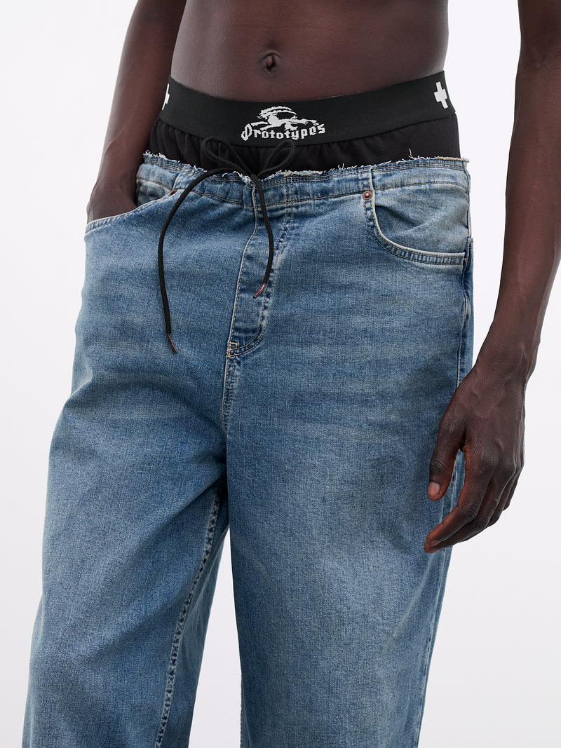 Layered Waistband Denim Jeans (PT07DP01MWB-DENIM-BLUE)