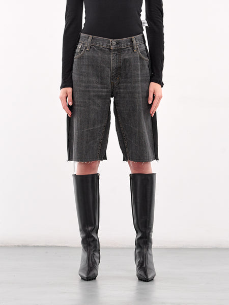 パンツ BOHEMSEO EMBO LEATHER SHORTS, BLACK BOHEMIAN SEOUL] BOHEMSEO EMBO LEATHER SHORTS, BLACK 正規品