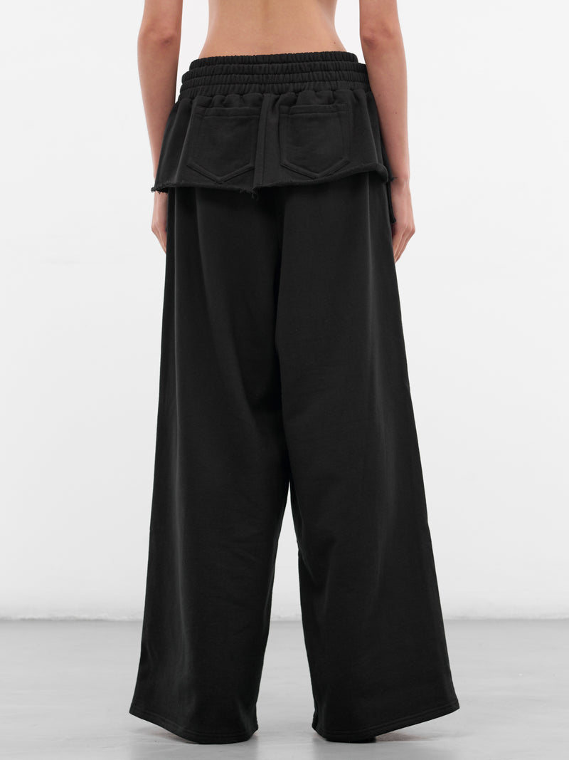Black Layered Cotton Sweatpants (PT08-BLACK)