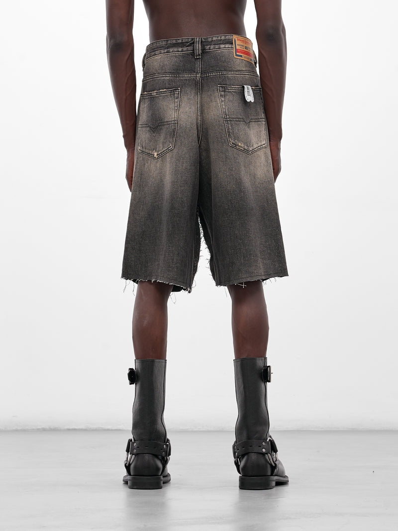 Black Goat Graphic Denim Shorts (PT08DE05USBK-BLACK)