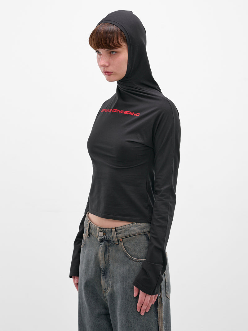 Black Cotton Twisted Graphic Hoodie (PT08JE18USBK-BLACK)