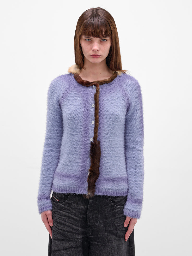 Wool Knit Fur Trim Cardigan (PT08KN08USXX-VIOLET-GREY)