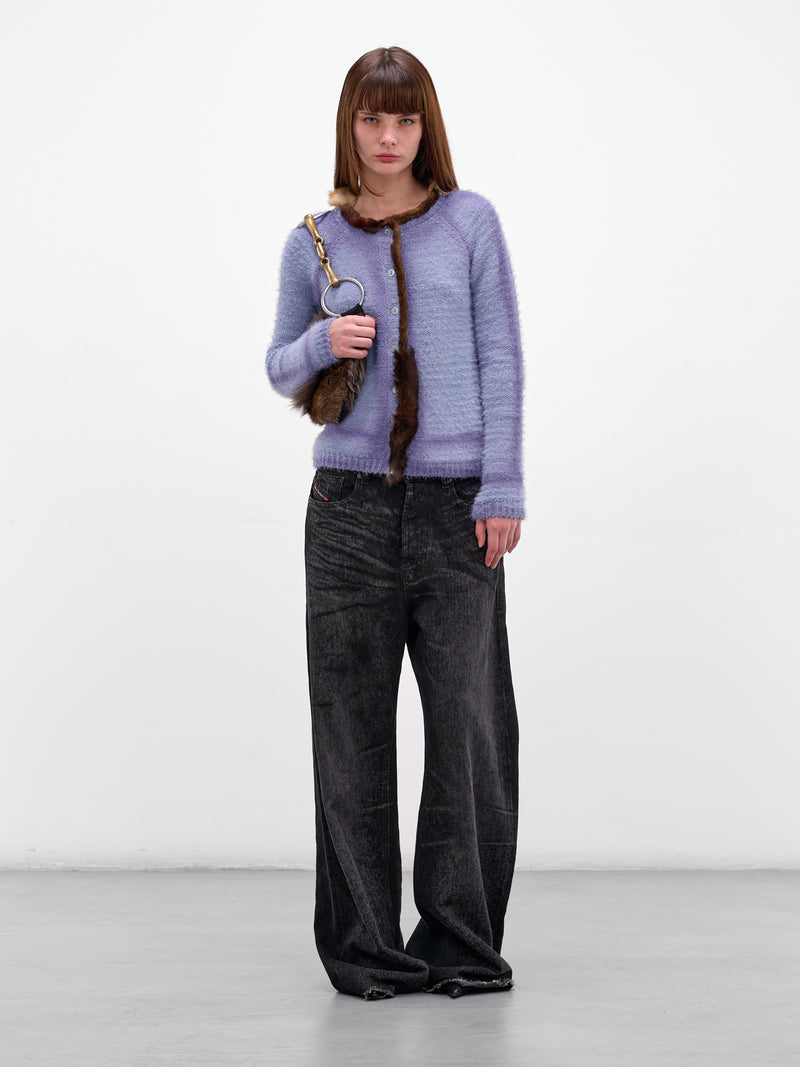 Wool Knit Fur Trim Cardigan (PT08KN08USXX-VIOLET-GREY)