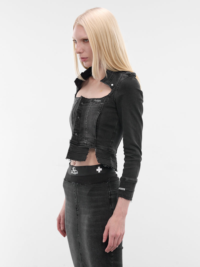 Black Dirndl Stretch Denim Jacket (PT09DE03USBK-BLACK)