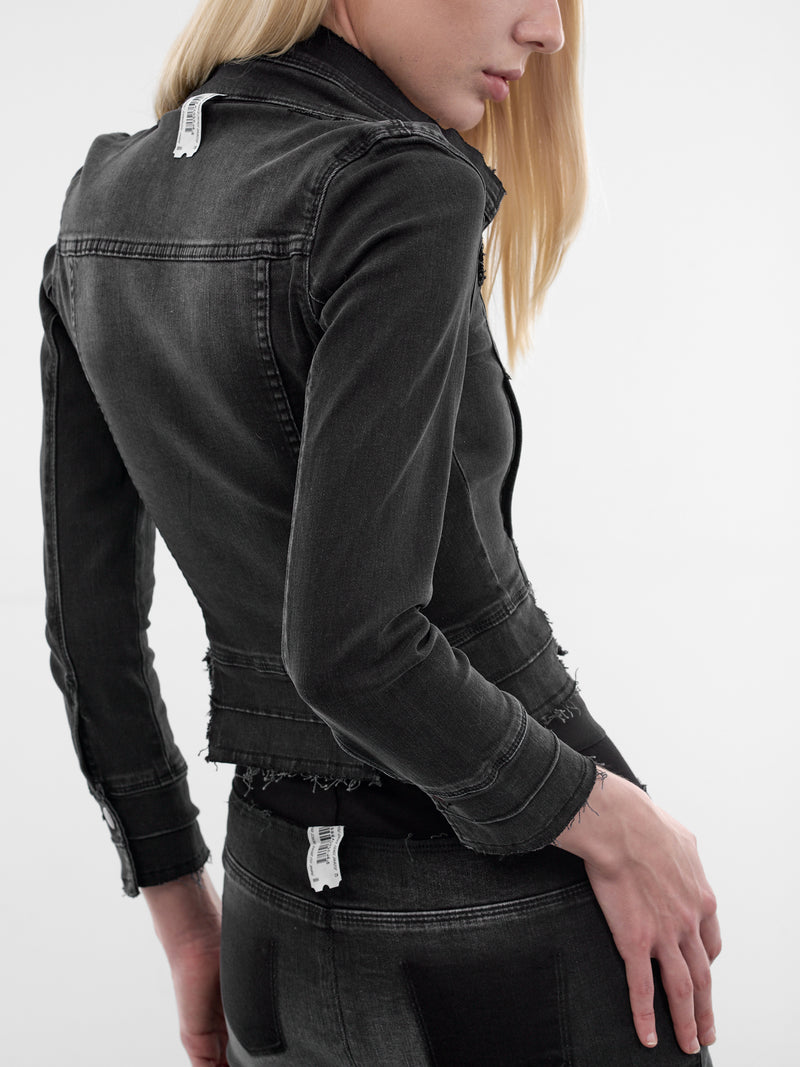 Black Dirndl Stretch Denim Jacket (PT09DE03USBK-BLACK)