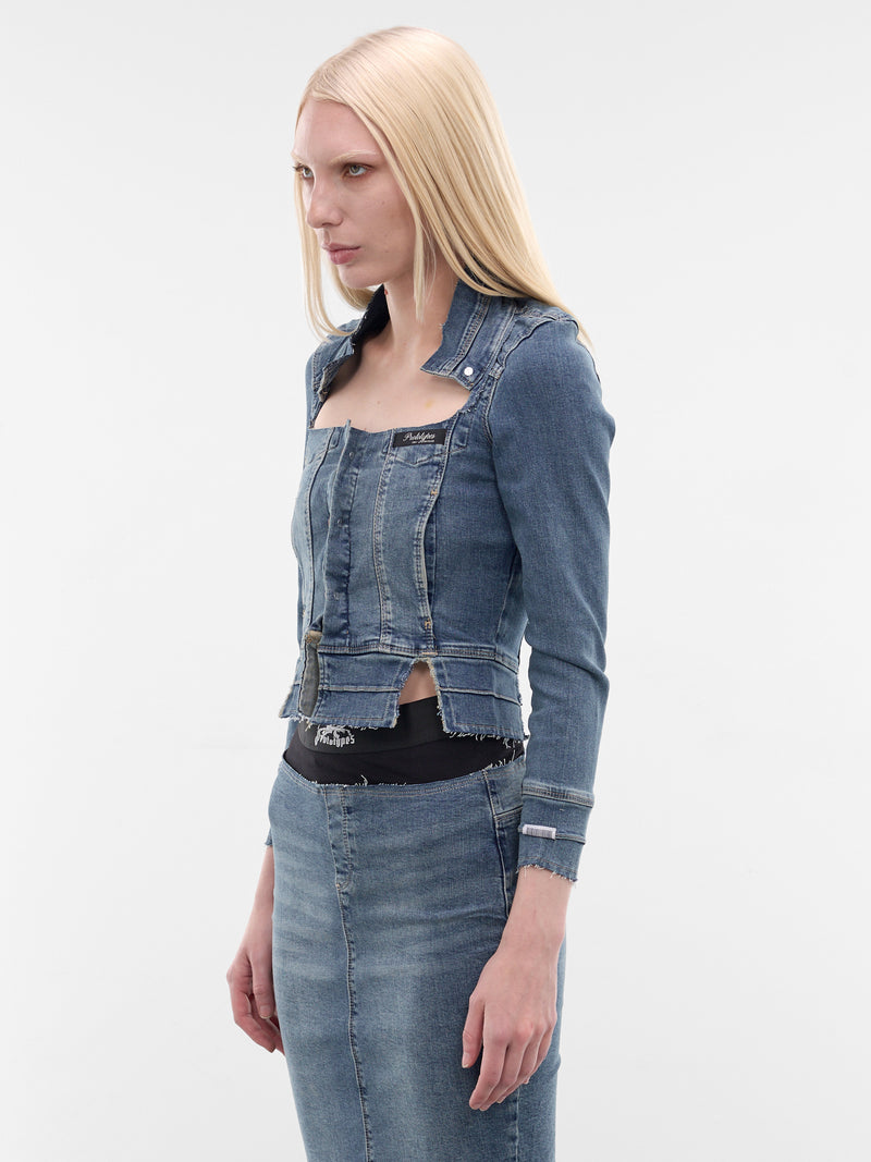 Blue Dirndl Stretch Denim Jacket (PT09DE03USBL-BLUE)