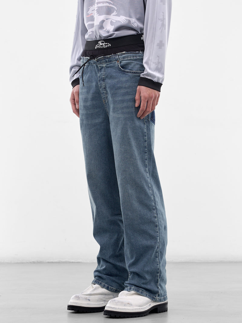 Double Waistband Denim Jeans (PT09DE05USBL-BLUE)