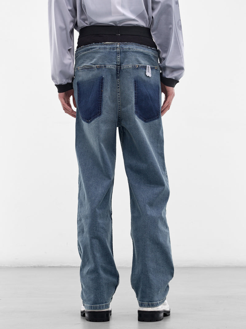 Double Waistband Denim Jeans (PT09DE05USBL-BLUE)