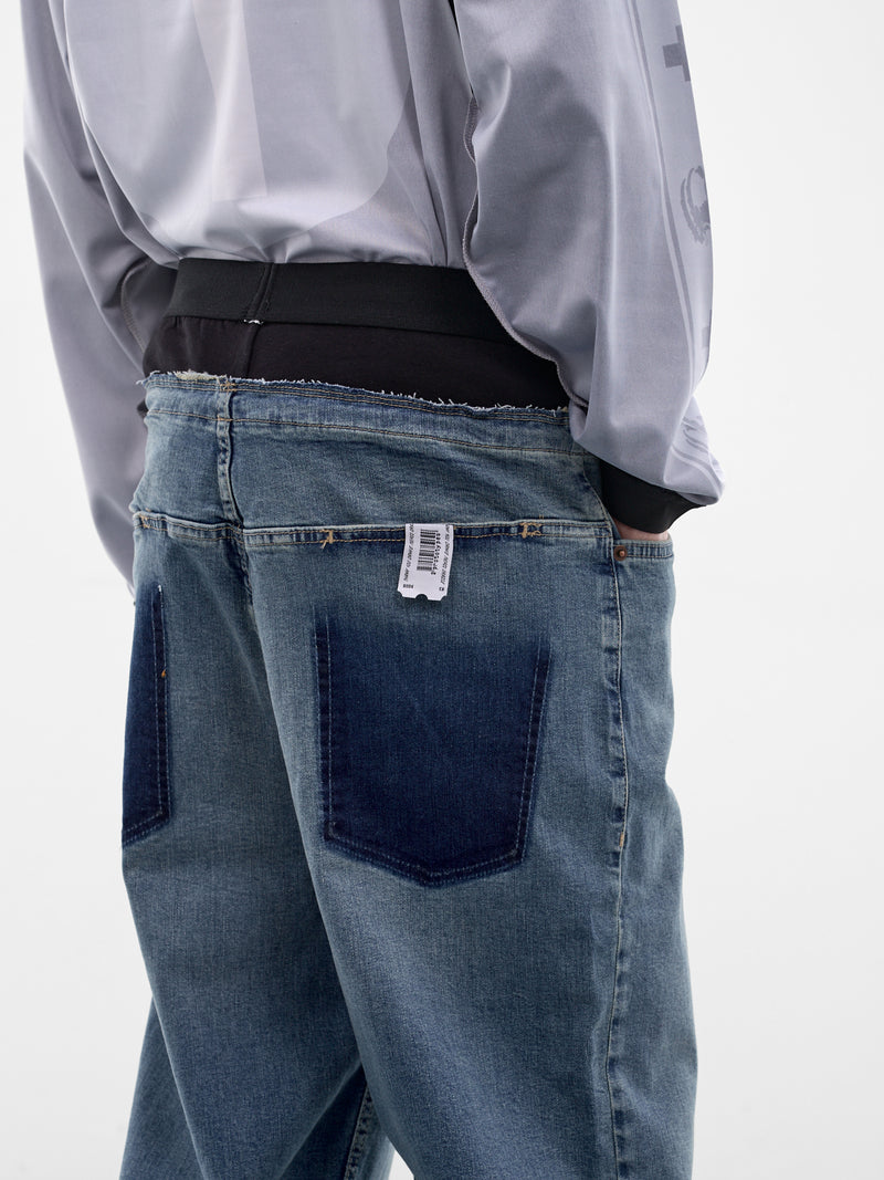 Double Waistband Denim Jeans (PT09DE05USBL-BLUE)