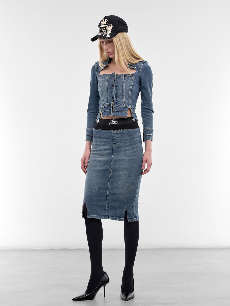 Blue Dirndl Stretch Denim Jacket (PT09DE03USBL-BLUE)