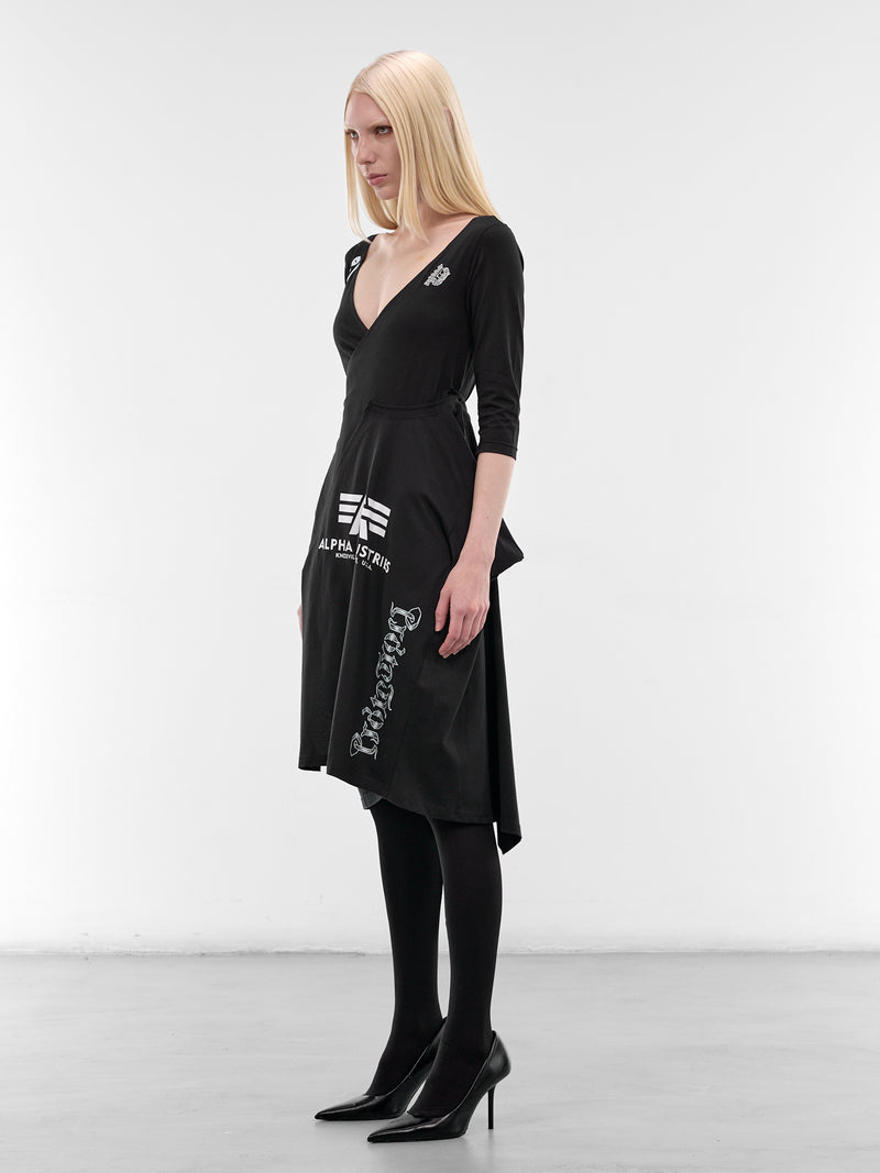 Black T-Shirt Cut-Up Wrap Dress (PT09DR05WWBK-BLACK)