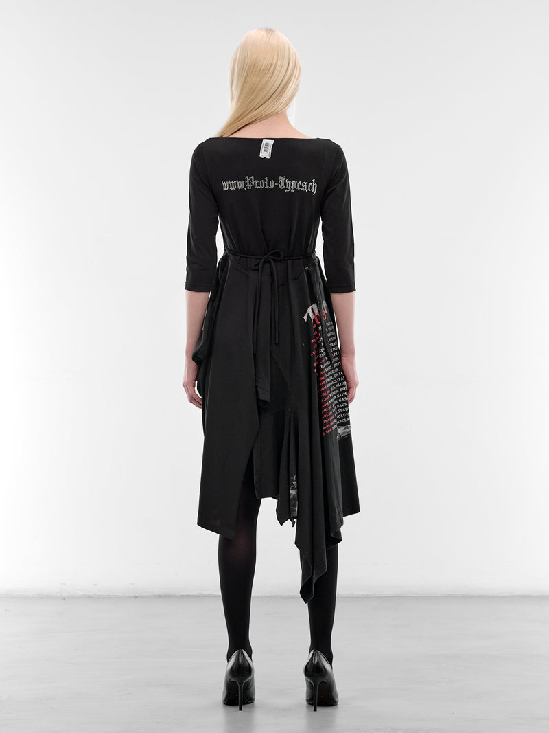 Black T-Shirt Cut-Up Wrap Dress (PT09DR05WWBK-BLACK)