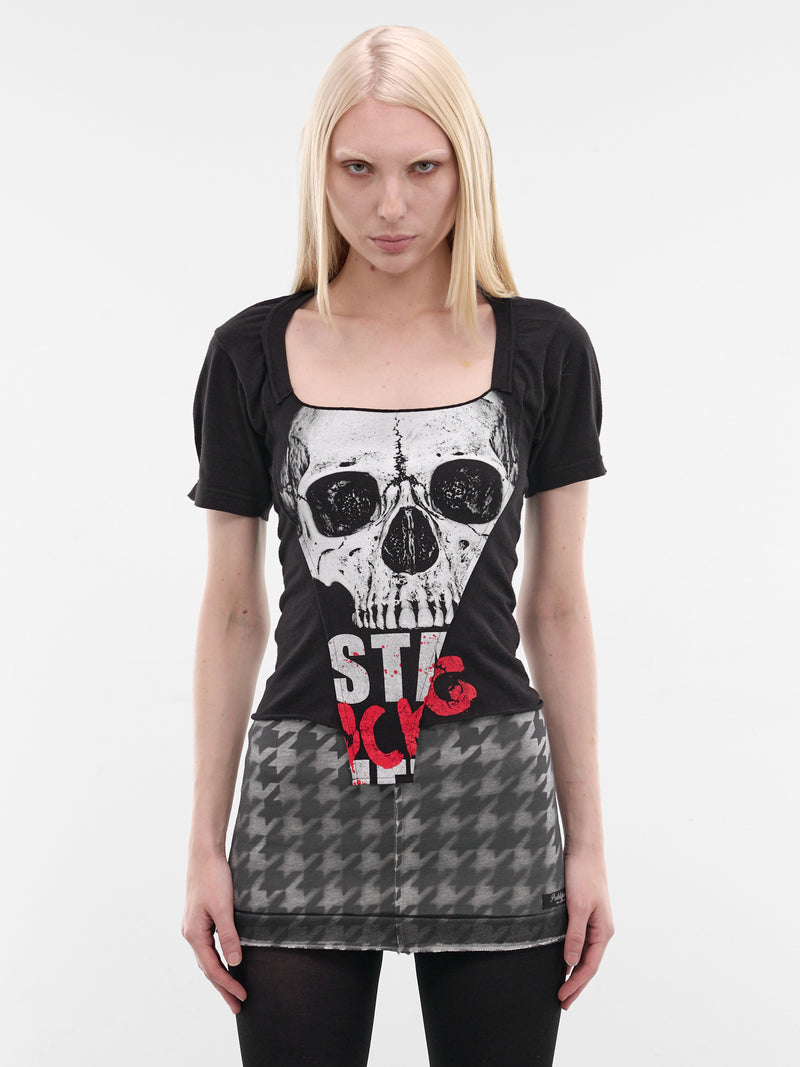 Black Graphic Dirndl Cut-Up Tee (PT09JE05USBK-MULTI)