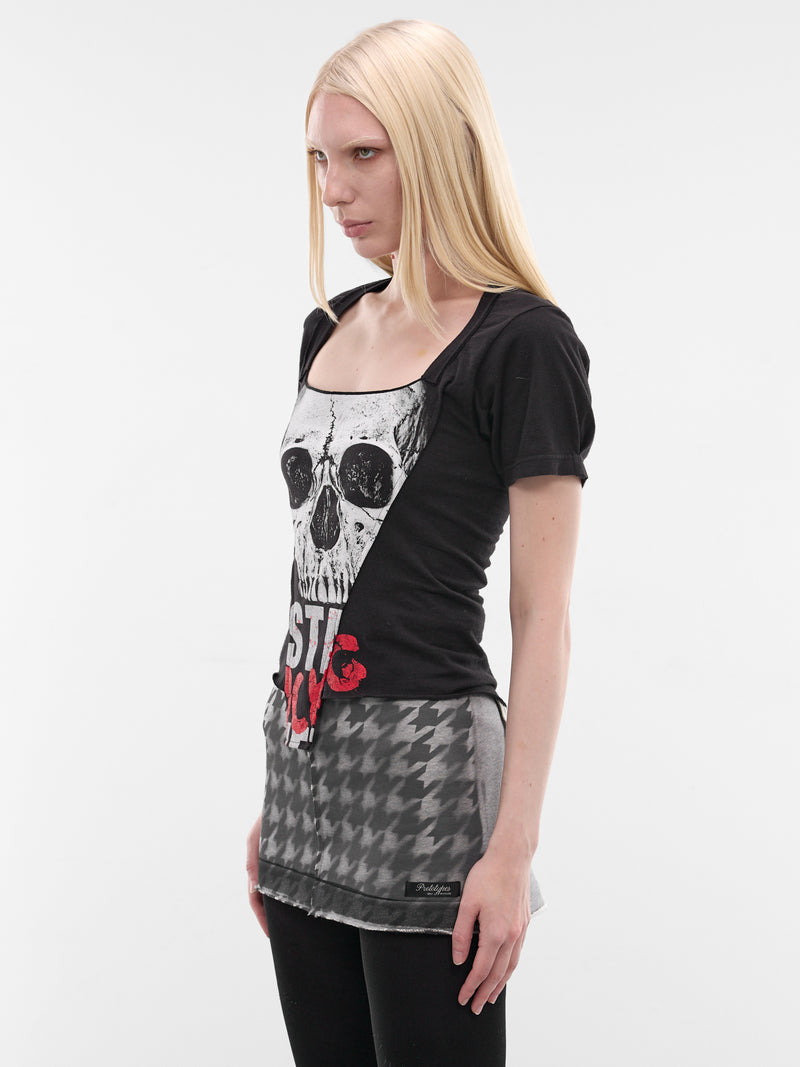 Black Graphic Dirndl Cut-Up Tee (PT09JE05USBK-MULTI)