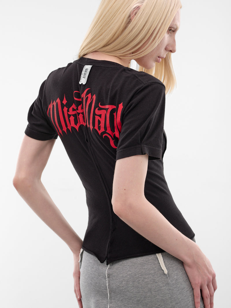 Black Graphic Dirndl Cut-Up Tee (PT09JE05USBK-MULTI)