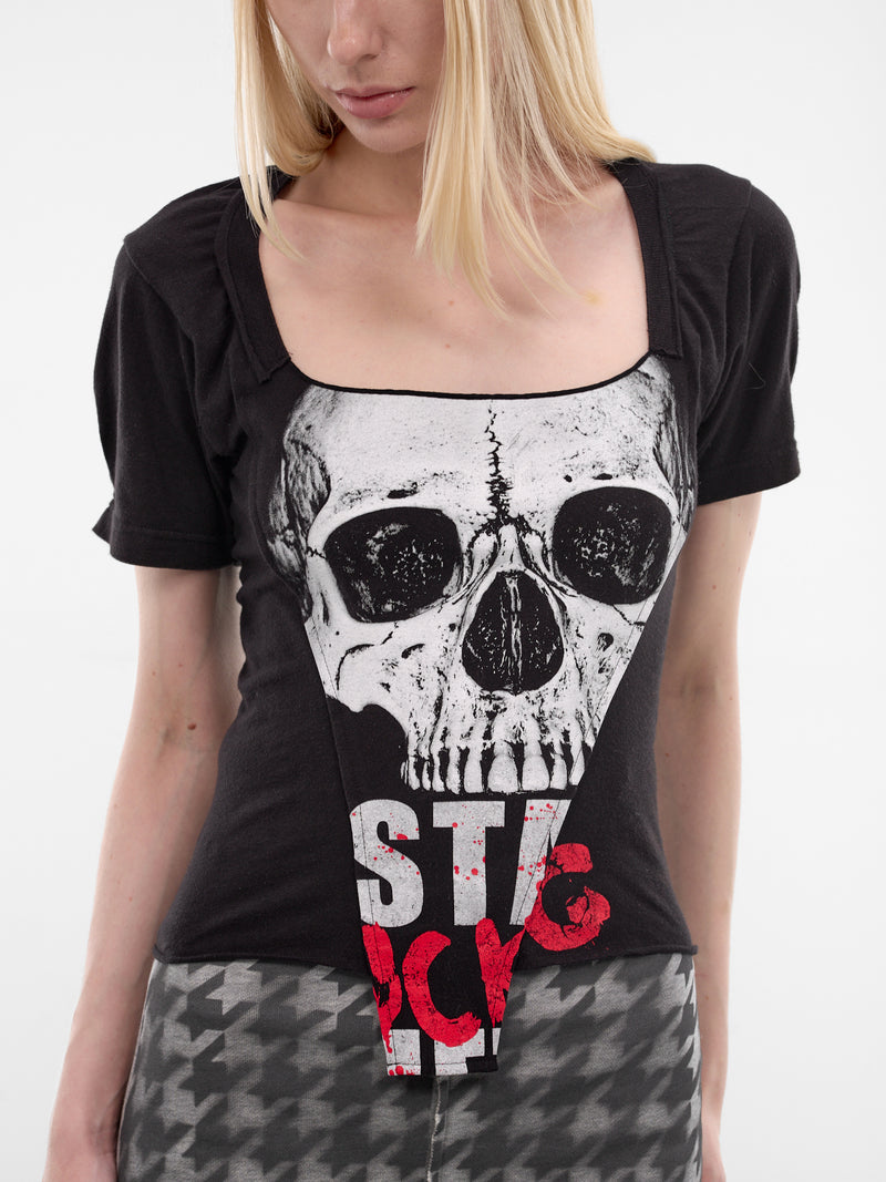 Black Graphic Dirndl Cut-Up Tee (PT09JE05USBK-MULTI)