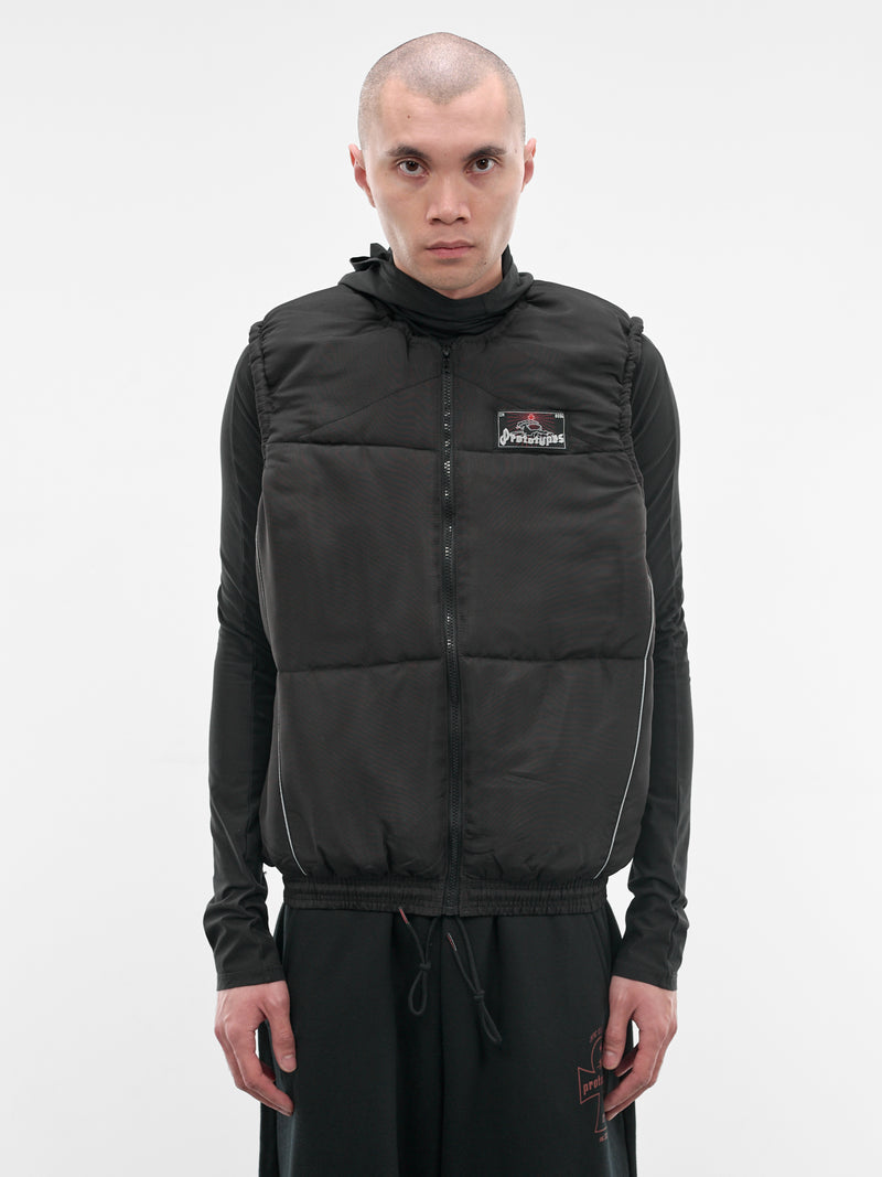 Black Upcycled Track Pants Gilet (PT09OW04USBK-BLACK)