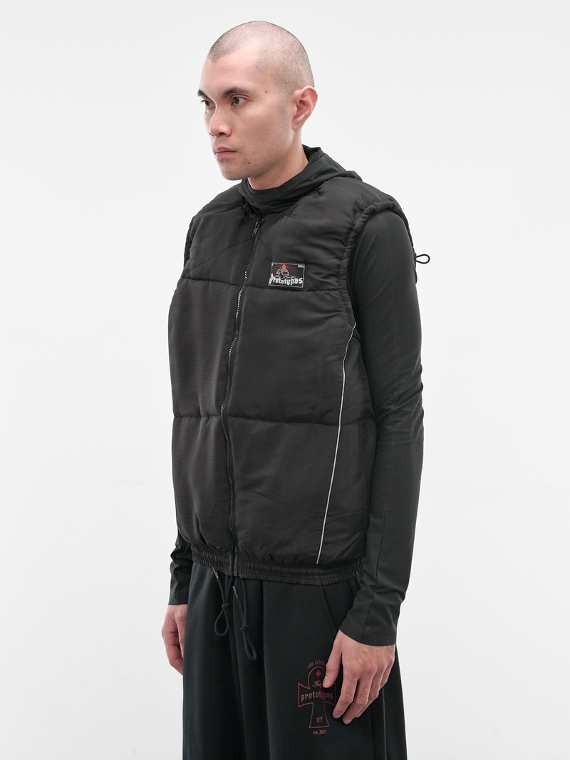 Black Upcycled Track Pants Gilet (PT09OW04USBK-BLACK)