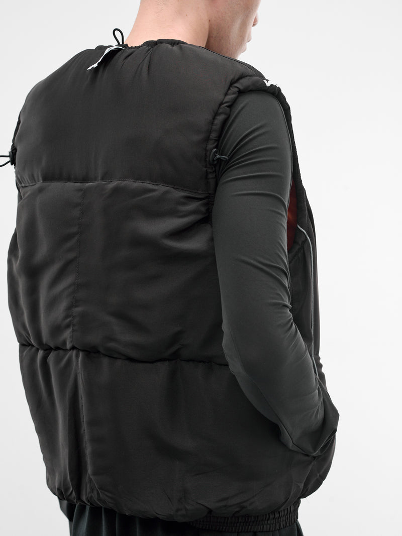 Black Upcycled Track Pants Gilet (PT09OW04USBK-BLACK)