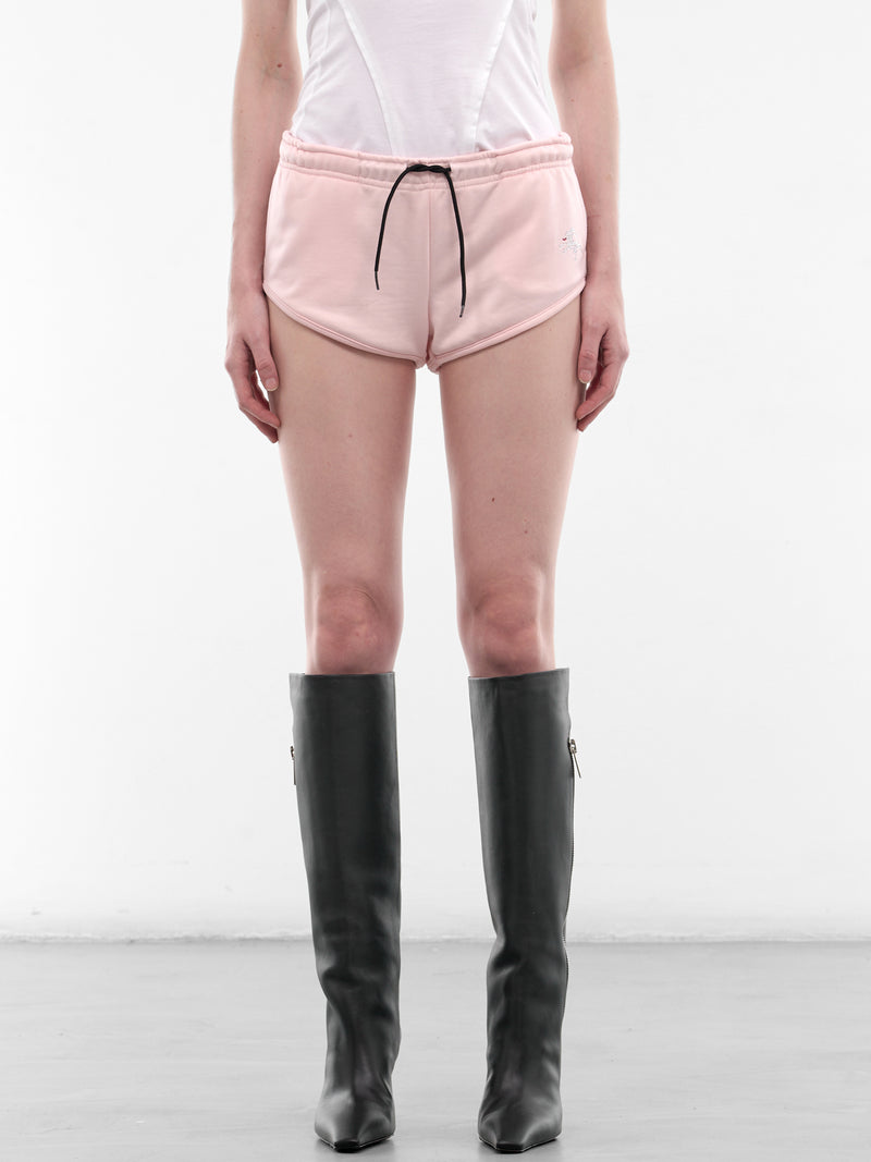 Pink Rhinestone Mini Track Shorts (PT09SW06WWPK-PINK)