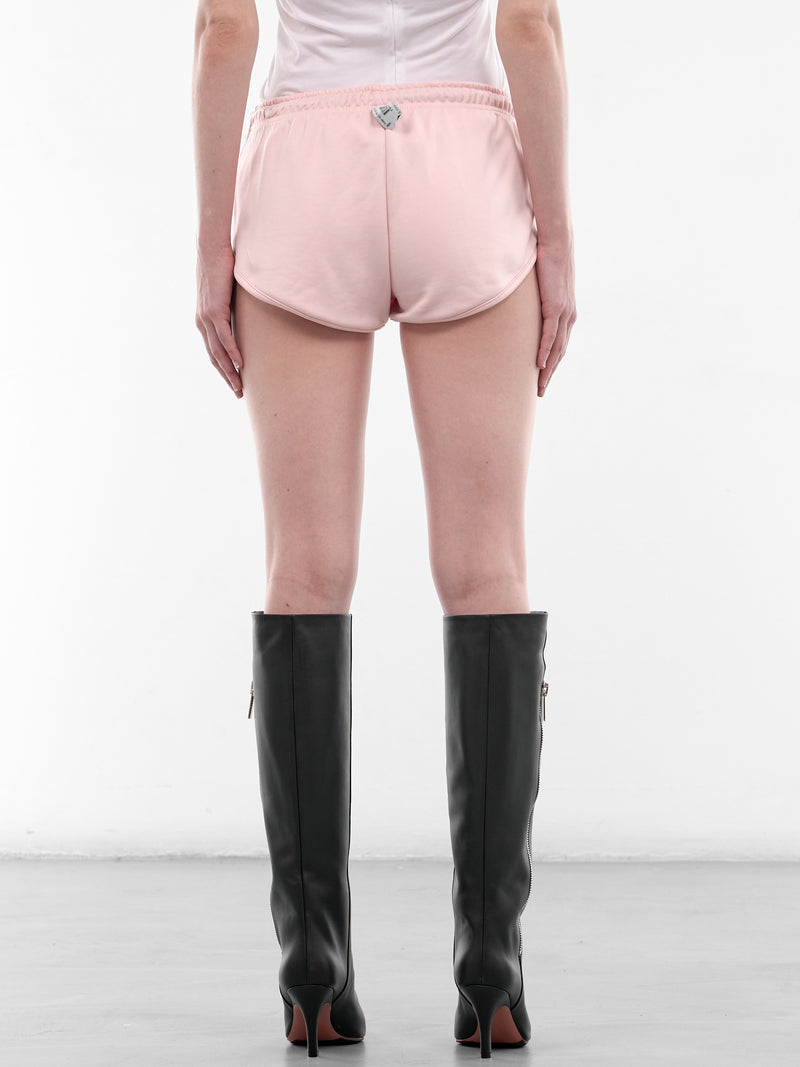 Pink Rhinestone Mini Track Shorts (PT09SW06WWPK-PINK)