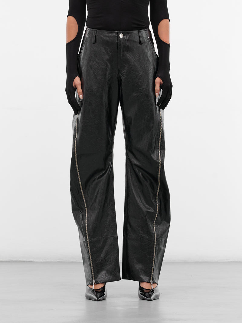 Black Vegan Leather Trousers (PT10R1BL900-BLACK)