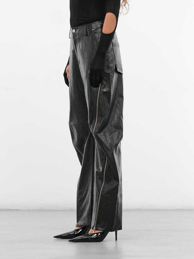 Black Vegan Leather Trousers (PT10R1BL900-BLACK)