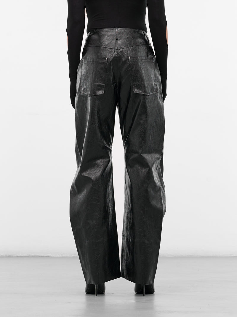 Black Vegan Leather Trousers (PT10R1BL900-BLACK)