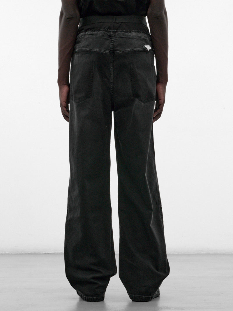 Black Denim Deconstructed Waist Jeans (PT99PA10USBK-BLACK)