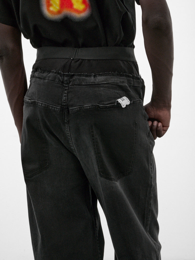 Black Denim Deconstructed Waist Jeans (PT99PA10USBK-BLACK)