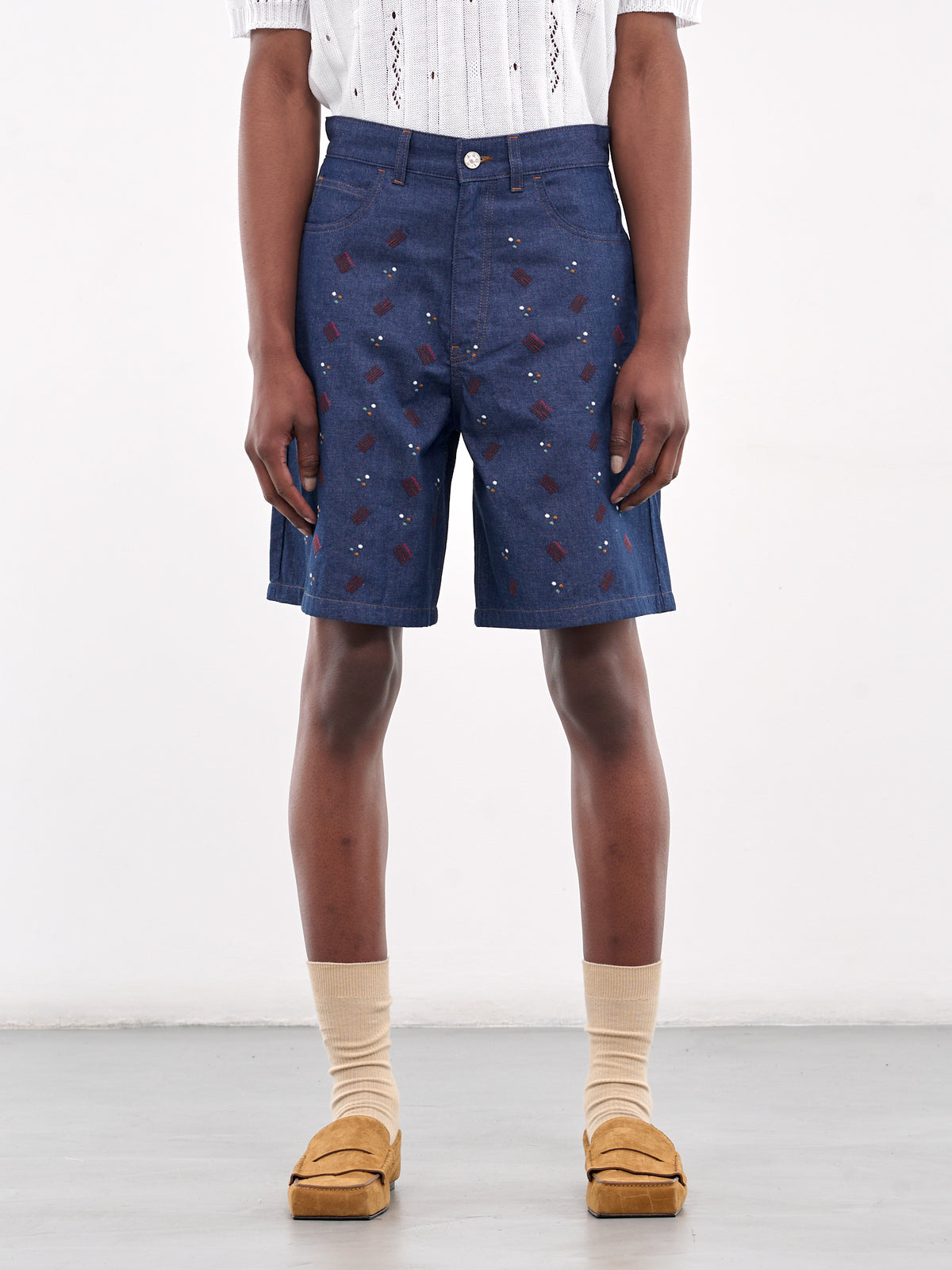 Embroidered Denim Shorts (PUJU0109S0-USCX58-BLUE)