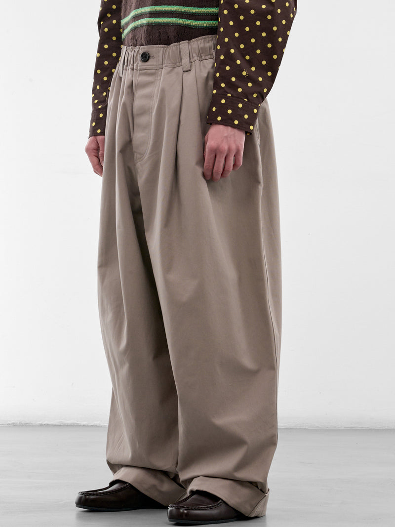 Brown Baggy Pleated Trousers (PUMU0347J0-UTC646-LIGHT-BROWN)
