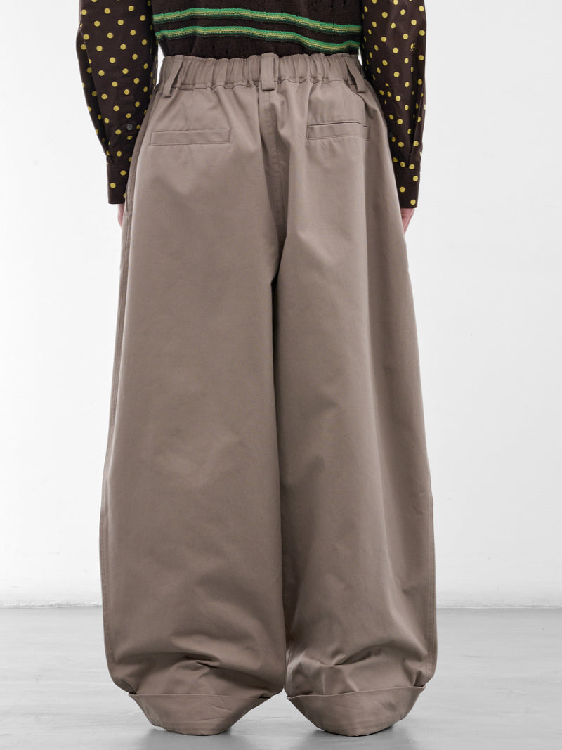 Brown Baggy Pleated Trousers (PUMU0347J0-UTC646-LIGHT-BROWN)