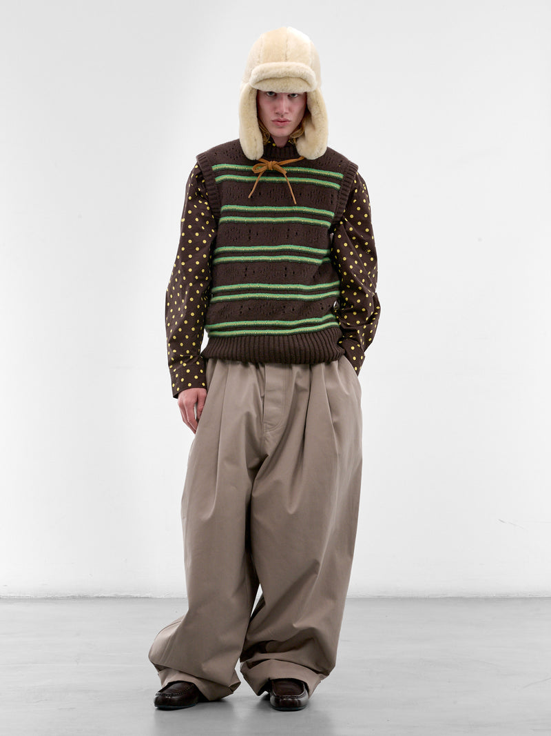 Brown Baggy Pleated Trousers (PUMU0347J0-UTC646-LIGHT-BROWN)