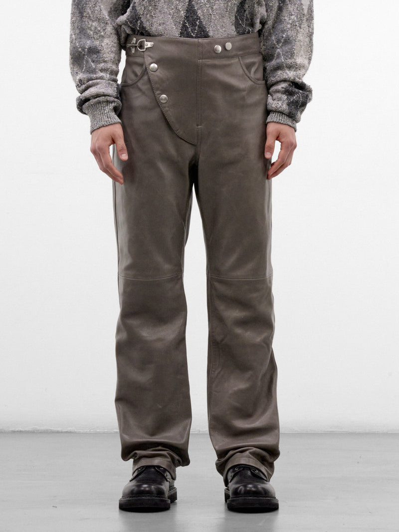 Taupe Leather Paneled Trousers (PUMY0366U0-ULA770-GREY)