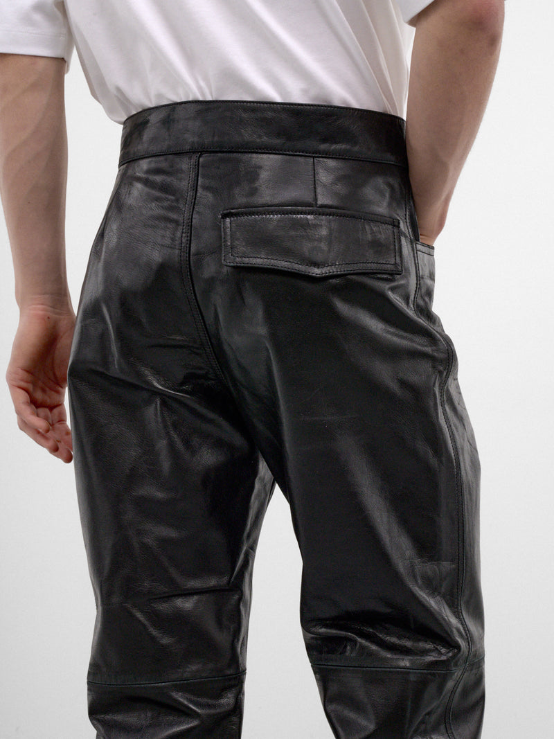 Black Vegan Leather Trousers (PUMY0366U0-ULV899-BLACK)