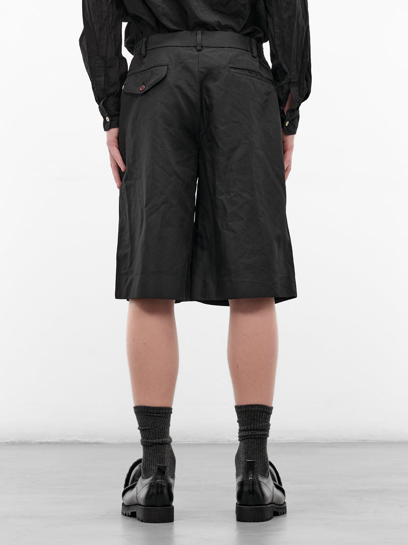 Black Pleated Straight Shorts (PZ-P008-PER-BLACK)